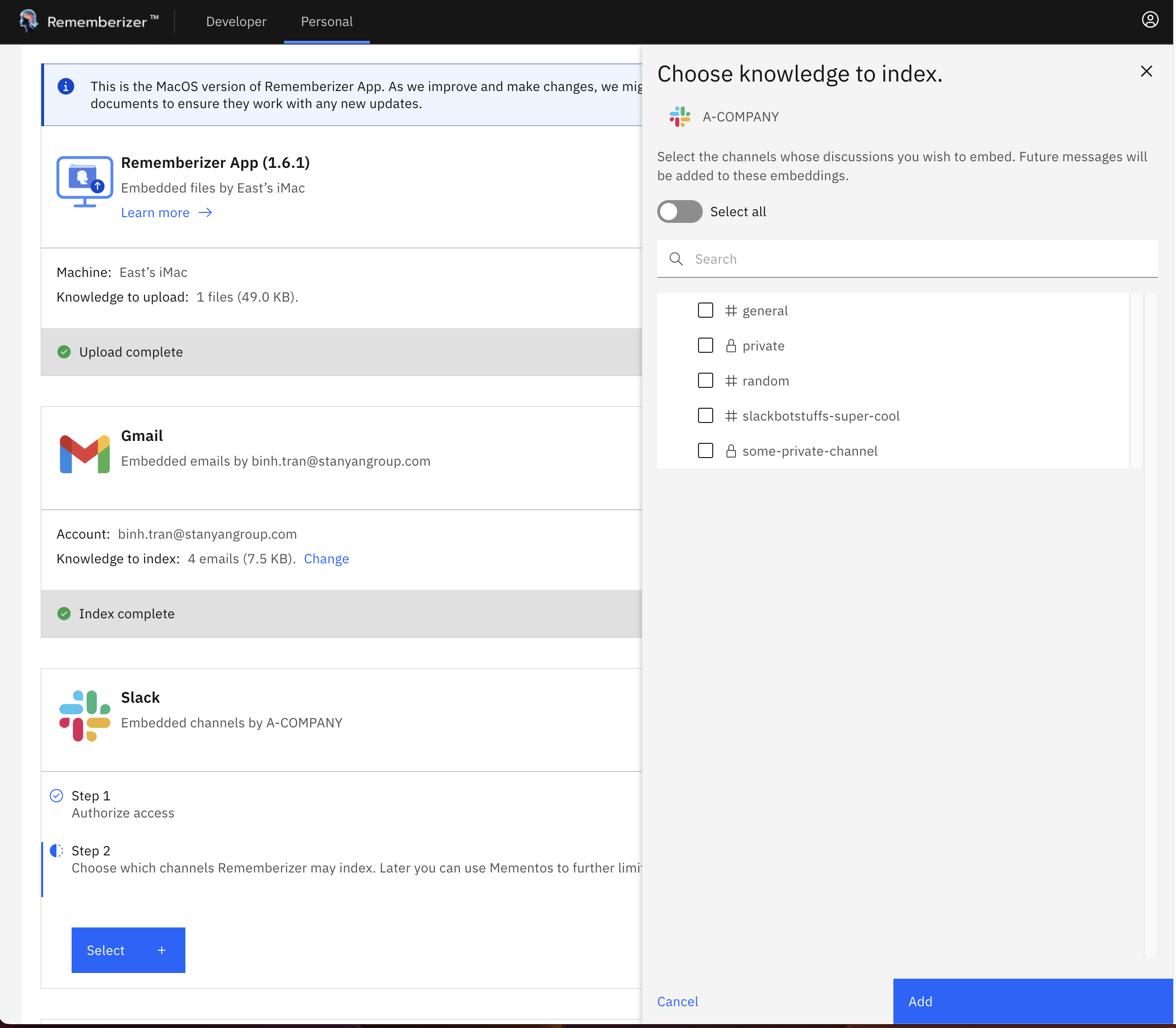 UMA EMPRESA foi adicionada como uma fonte de conhecimento